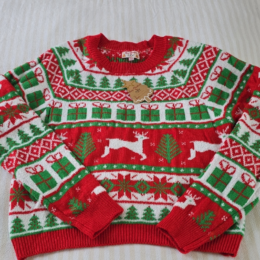 Festive Red and Green Holiday Sweater Size:Large